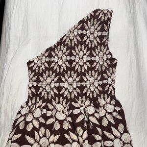 Hill House Brown and Cream Smocked Dress
